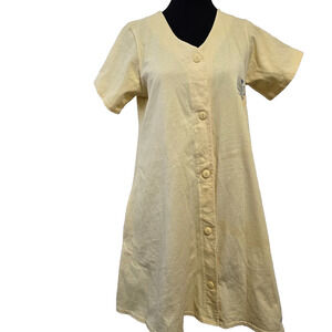VTG - Leisure Life Dress Cover Up Yellow Short Slv Dress Size (see measurements)